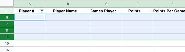 Select Blank Rows to Delete in Google Sheets