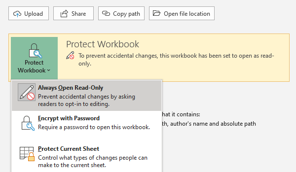 Disable Read Only in Excel for Windows