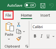 File Tab in Excel on Windows