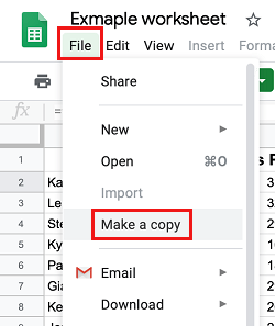 Make a Copy Tab in Google Sheets