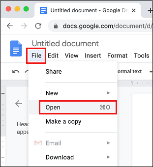 Open Tab in Google Docs