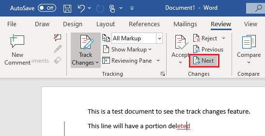 Review Next Markup in Word