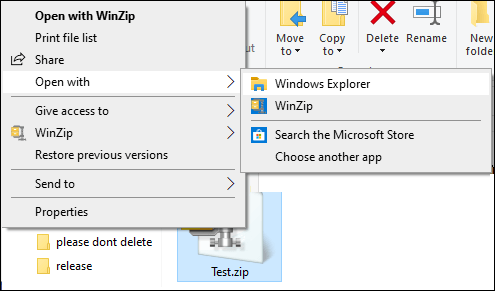 Open Zip File With Windows Explorer