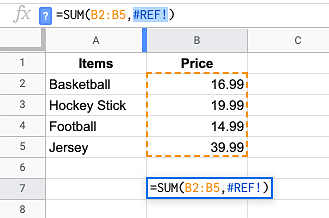 #REF Error From Missing Reference in Google Sheets