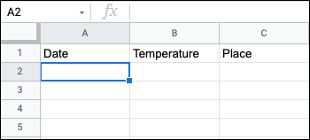 Select Cell in Google Sheets