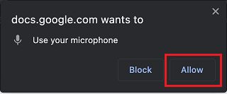 Allow Google Docs Access to Microphone