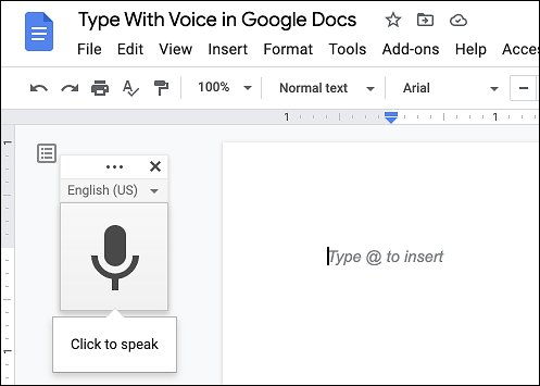 Google Docs Type With Voice Microphone
