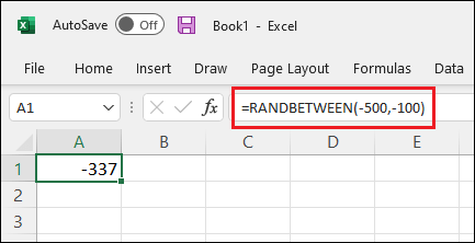 RANDBETWEEN Function with Negative Numbers in Excel